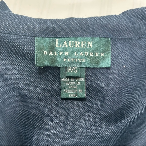 Lauren Ralph Lauren Dark Navy Blue 100% Linen Hooded Jacket Size Petite Small - Picture 6 of 11